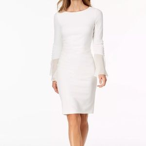Calvin Klein Chiffon-Bell-Sleeve Sheath Dress